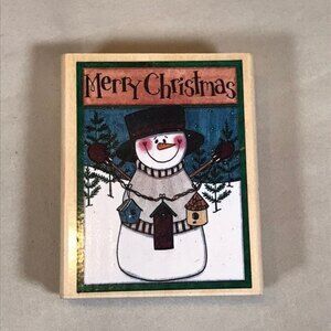 Snowman Holiday Christmas Rubber Crafting Stamp